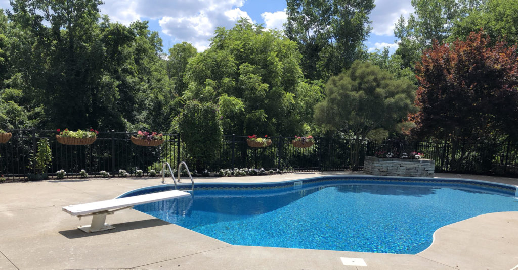 Lovely landscape pool area.